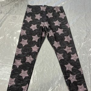 Worn once terez gray and light pink star leggings size large kids